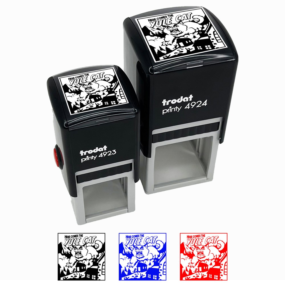 Here Comes Yule Cat Icelandic Myth Christmas Self-Inking Rubber Stamp Stamper