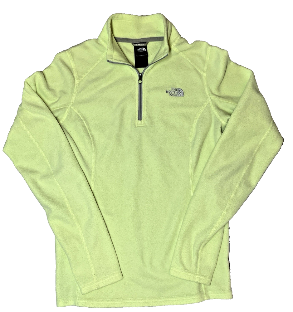 The North Face Women's Small Quarter 1/4 Zip Fleece Pullover Neon Yellow Green