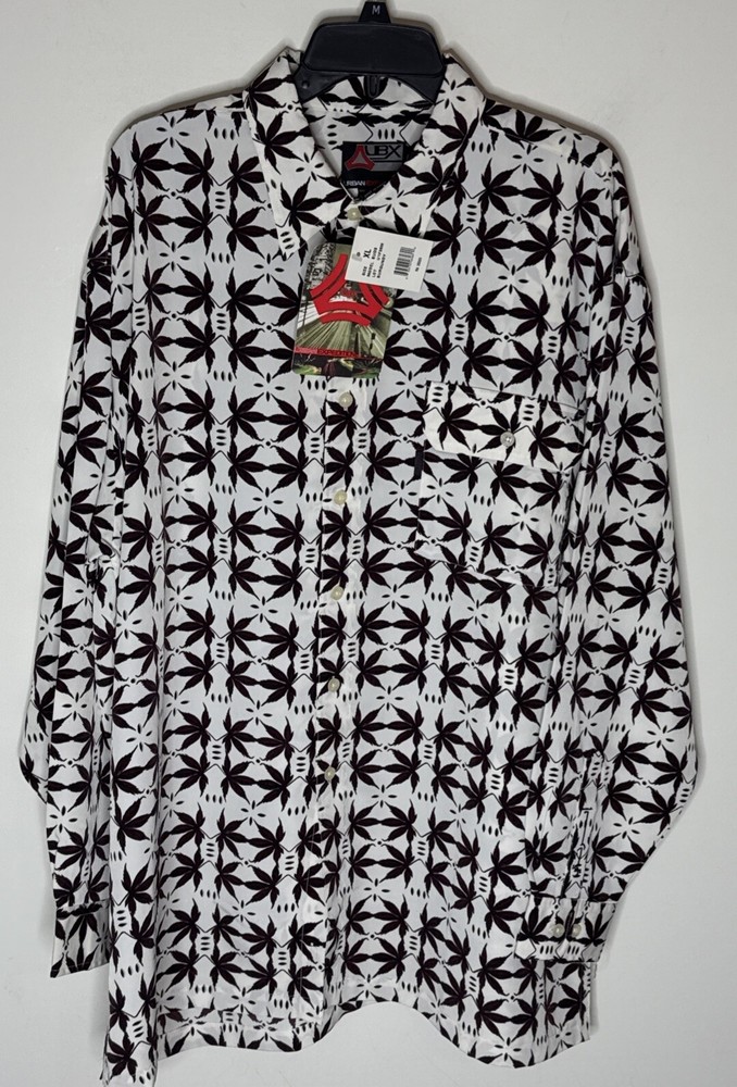 Vintage Urban Expedition Button Shirt Mens XL Collar Deadstock NWT Weed Herb Y2K