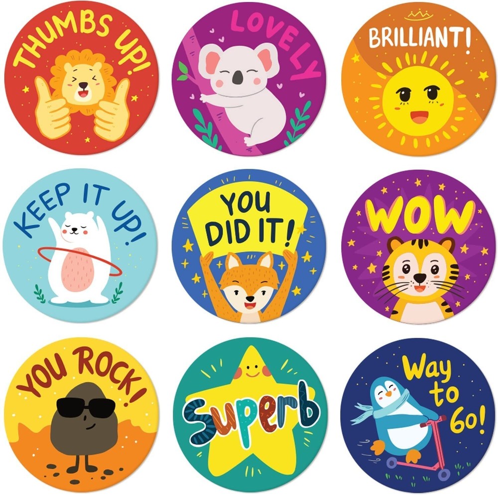 2 PK- Teacher Reward Stickers for Kids. Total 2,016 Stickers, 9 Assorted Design.