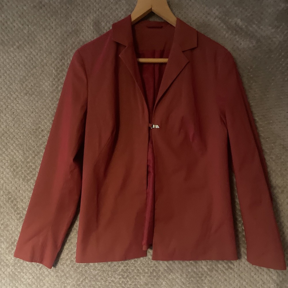 Bay Jacket Size uk14 Red Long Sleeve Lined Womens Collared