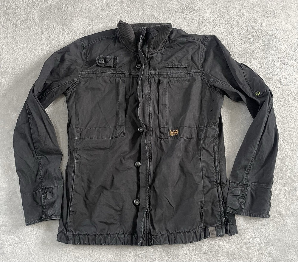 G Star Raw Jacket Black Shacket Overshirt Utility Coat Size Medium L