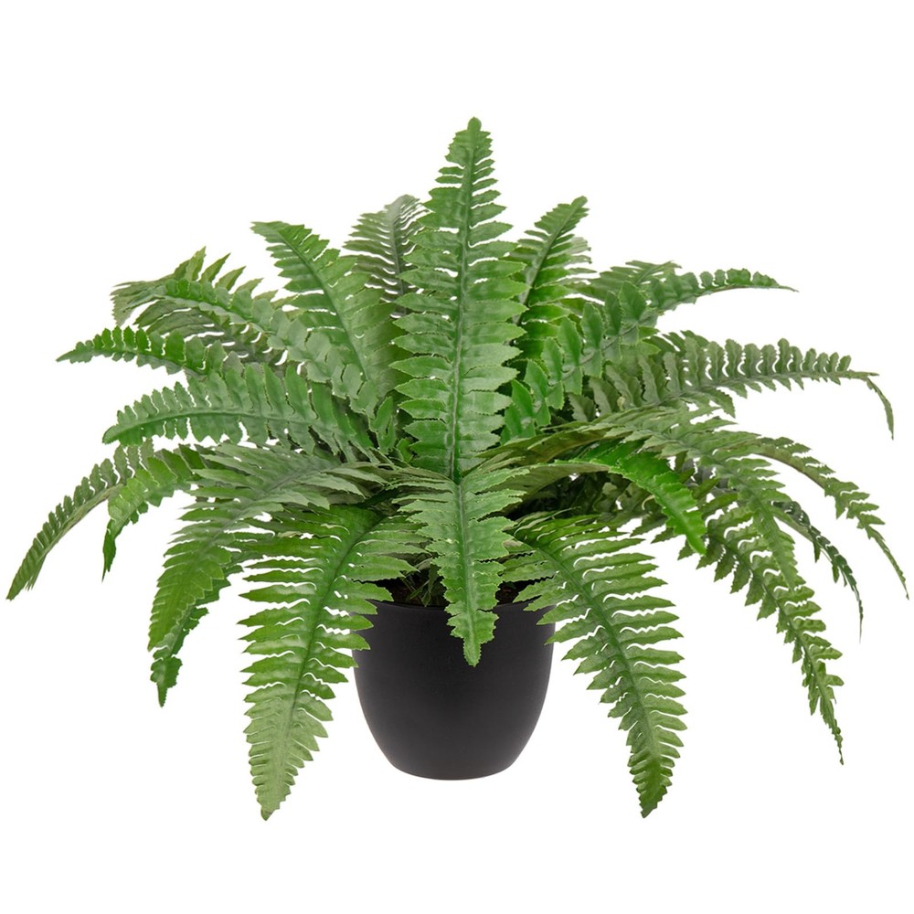 Artificial Boston Fern Potted Plant with 25 Leaves for Outdoor Decor