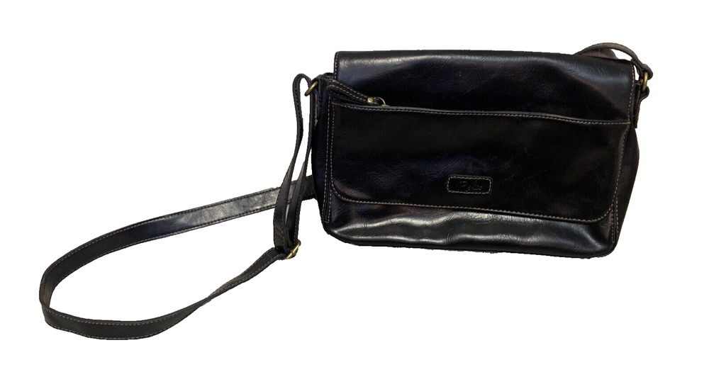 Relic Purse Black Faux Patent Leather Shoulder Bag Medium Purse Adjustable Strap