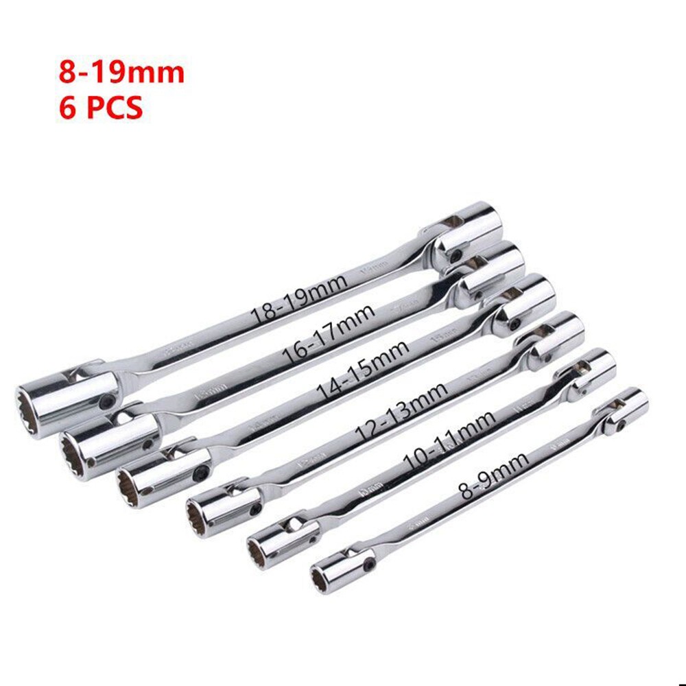 Metric Socket Wrenches Double Pt Swivel Head Flexible Spanner Hand Tool 12Point;