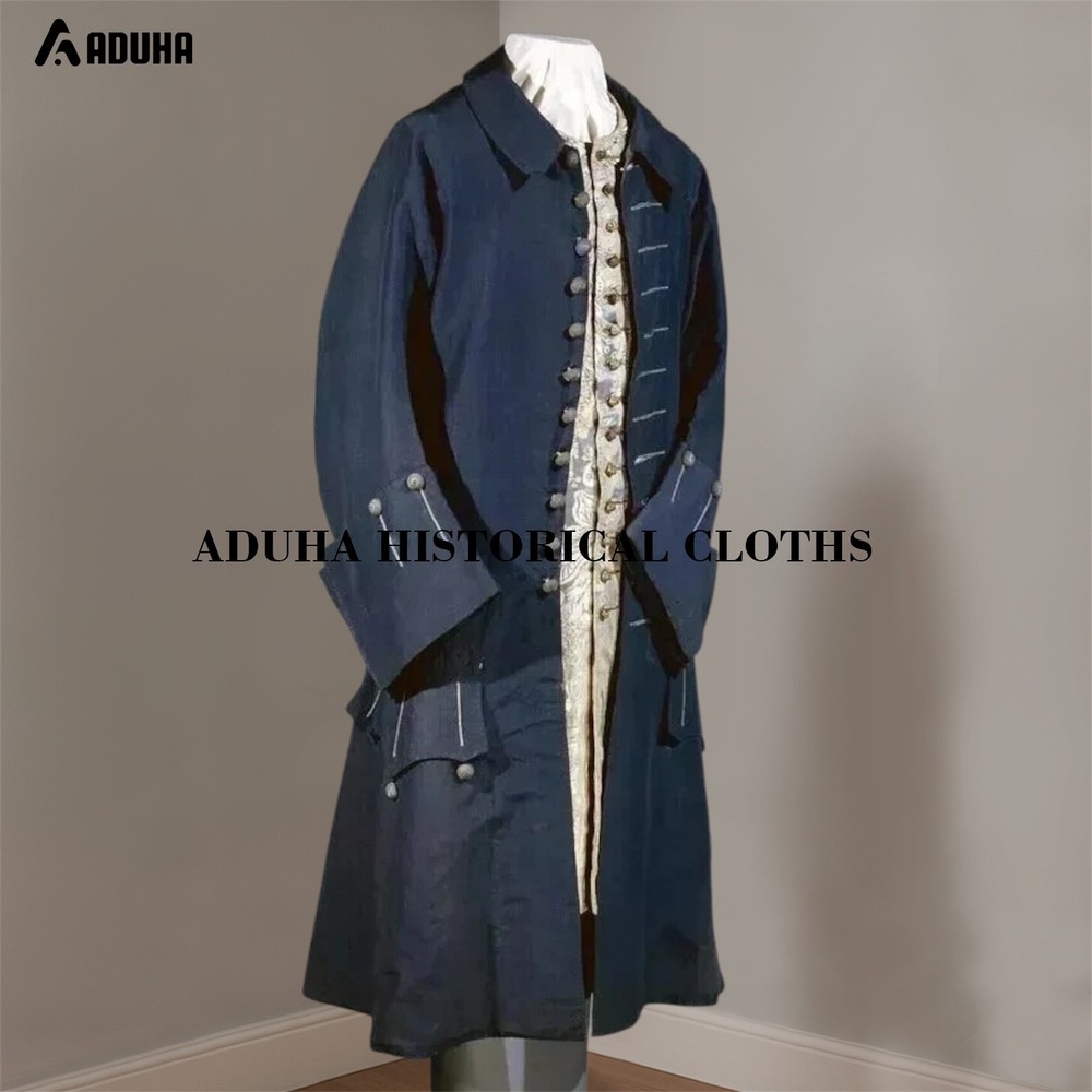 New 18th Century Navy Blue Wool Frock Coat | Custom Made Historical Frock Coat.