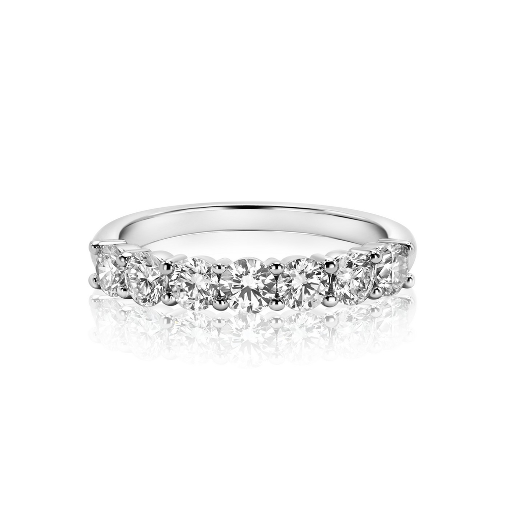 14k Solid Gold 7 Diamond 1.05Ctw Wedding Band, 7 Lab Grown Diamond Wedding Ring