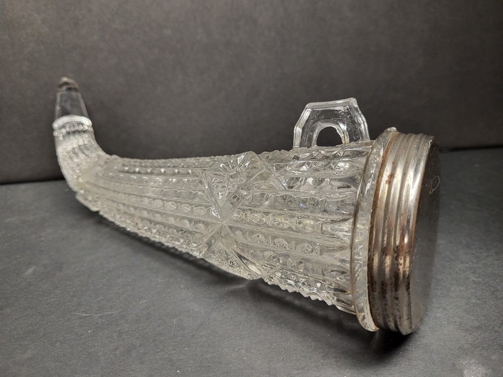 Antique Glass Horn Candy Container EAPG Victory Glass Company