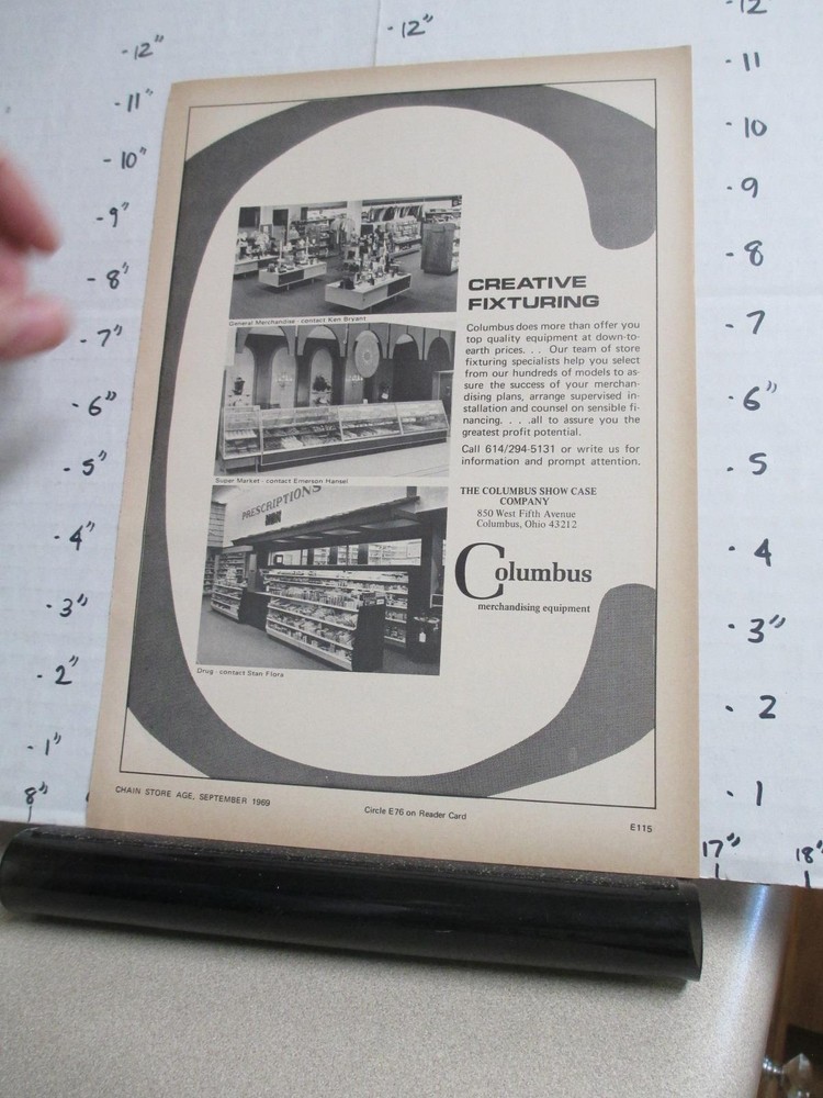 magazine ad 1969 COLUMBUS OH Show Case store display Stan Flora Emerson Hansel