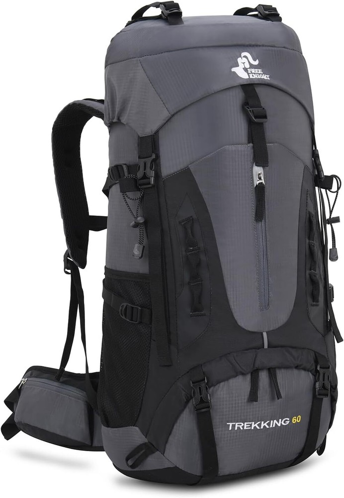 60L Hiking Camping Backpack with Rain Cover, Waterproof Large Capacity Outdoor