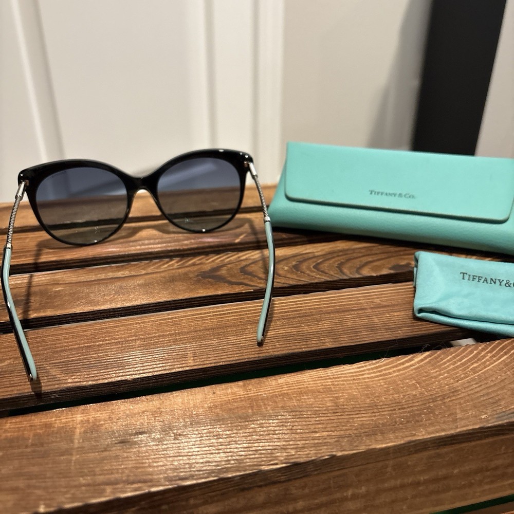 Tiffany & Co. Women’s Designer Oval Sunglasses Black Frame Gray Tinted Lenses
