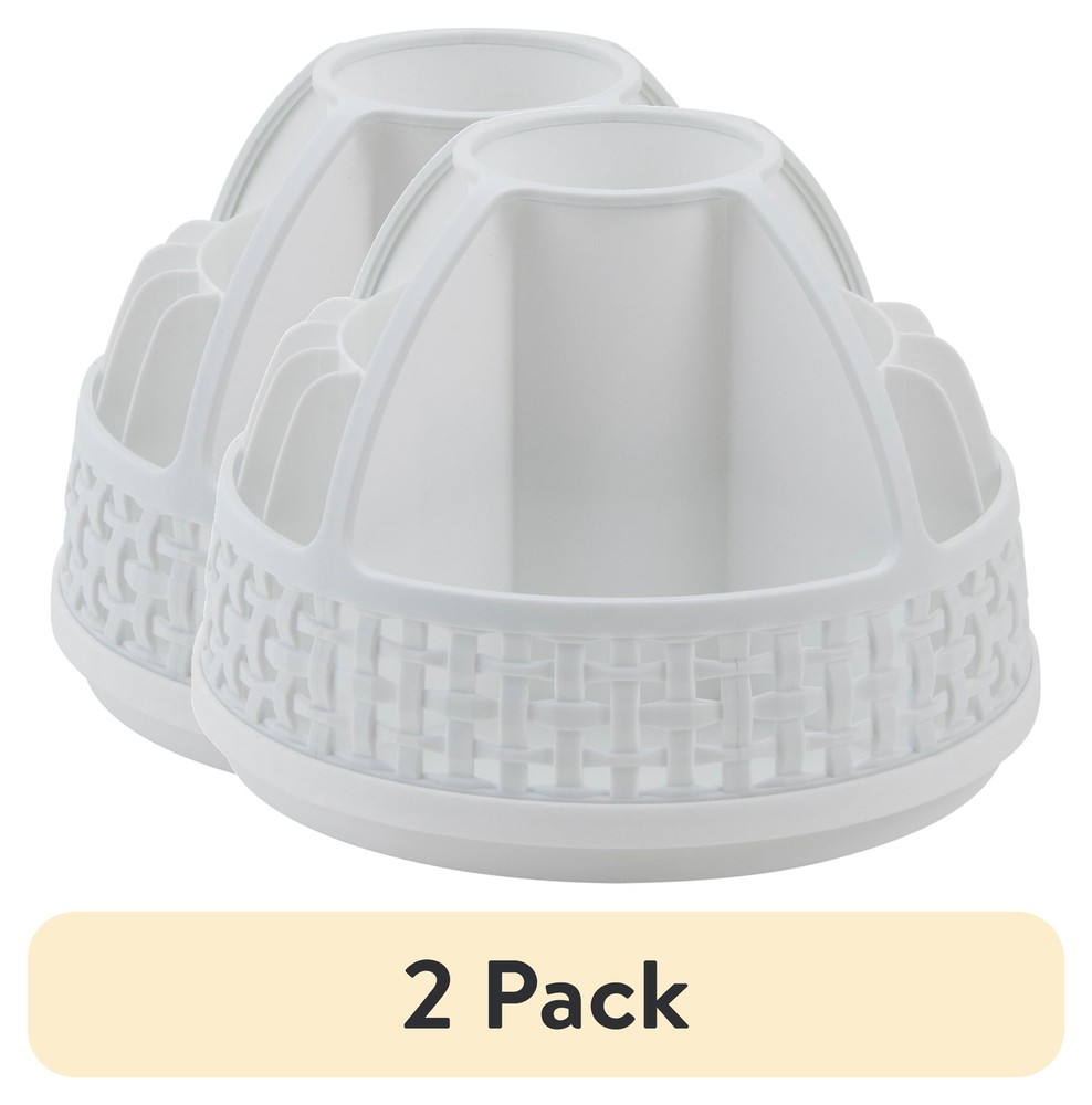 2-Pack White Rotating Makeup Organizer with Spinning Base