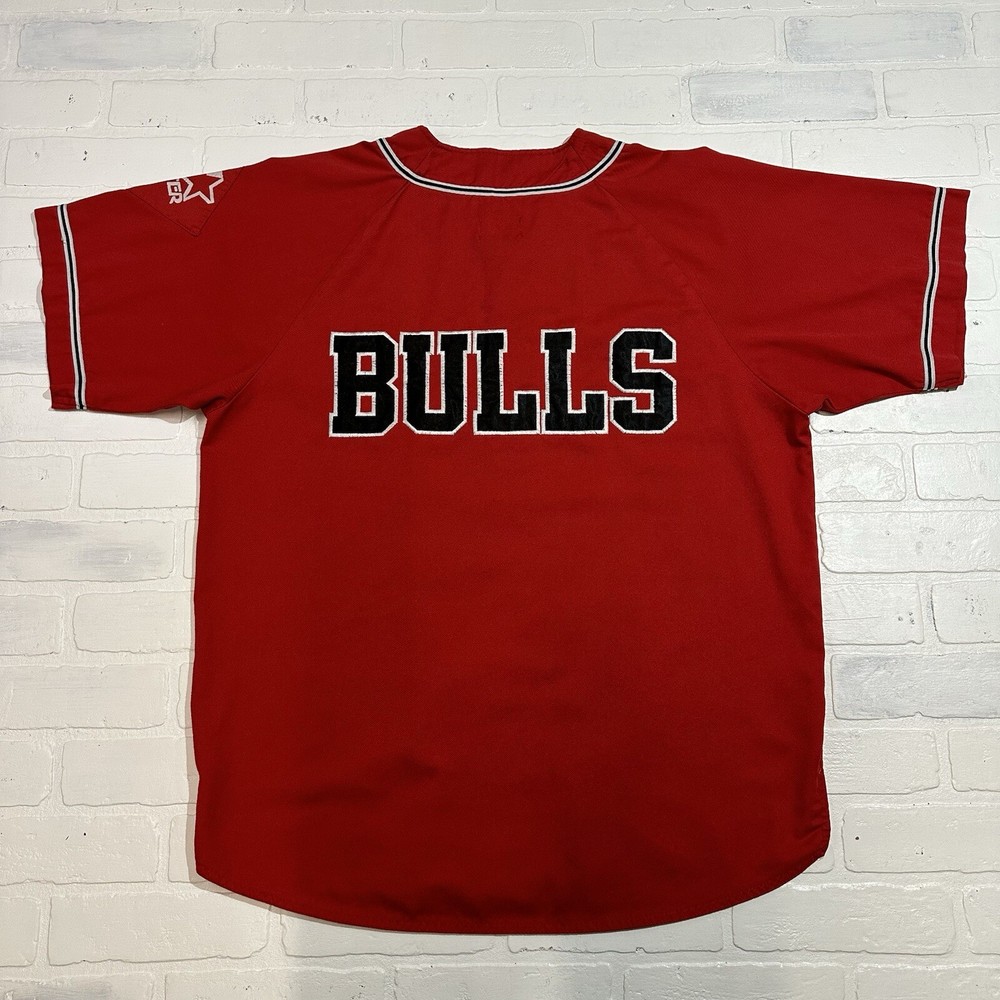 Vintage Chicago Bulls Starter Button Down Baseball Jersey Adult Size Large NBA