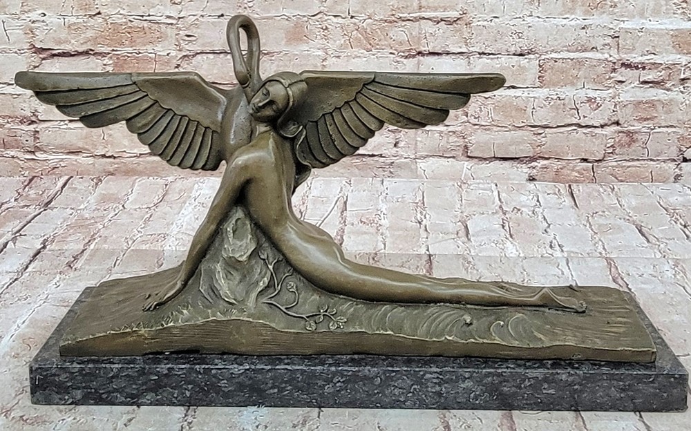 SIGNED GENNARELLI LEDA AND SWAN MYTHOLOGY NUDE BRONZE SCULPTURE STATUE FIGURINE