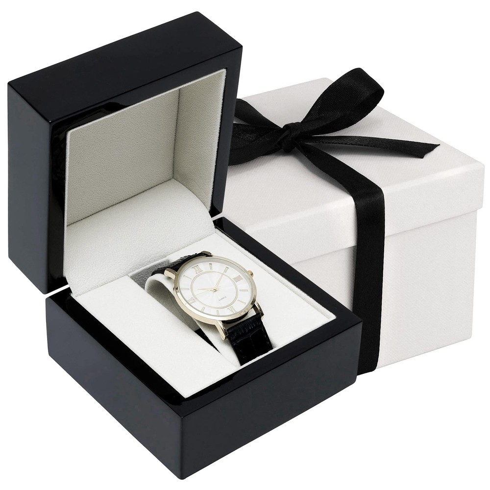Noble Piano Wood Watch Gift Box - Luxury Single Watch Box - Comes with a Two ...