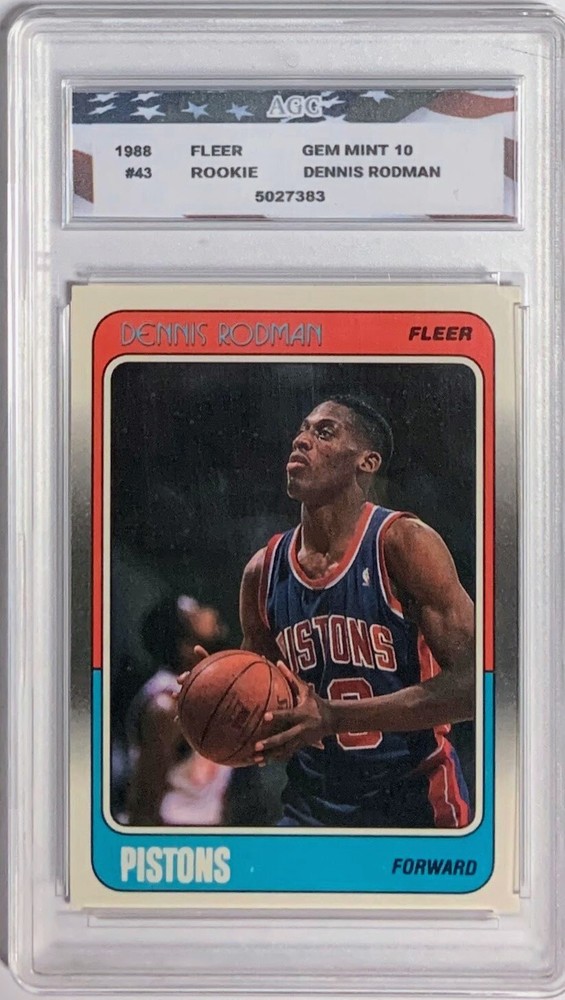1988 Fleer Dennis Rodman #43 AGC 10 Gem Mint Detroit Pistons Chicago Bulls HOF