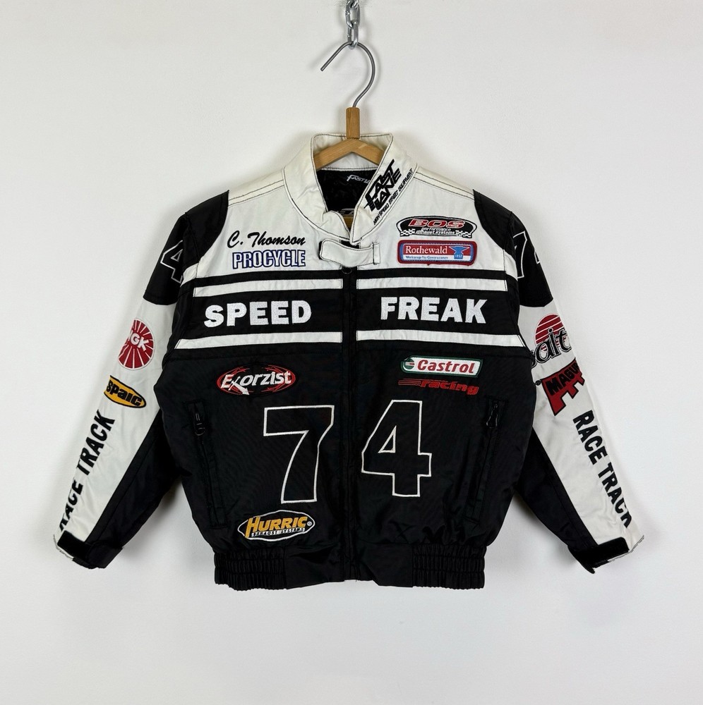 Fast Lane Speed Freak Racing Jacket Kid’s Size XXS Top Full Zip Moto #74 Rare