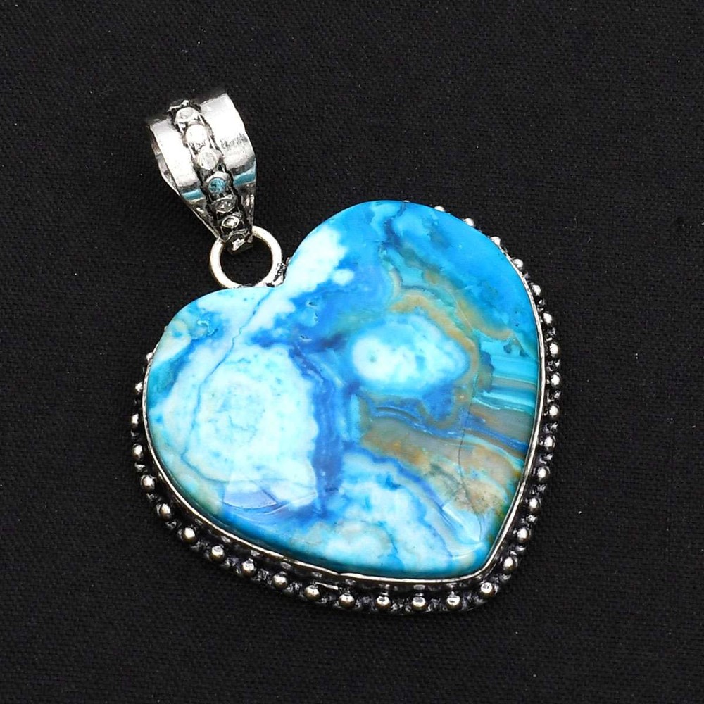 Dendrite Opal Gemstone Ethnic Handmade Heart Pendant Jewelry Gift 1.88