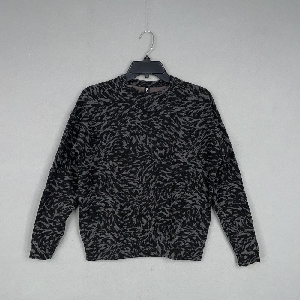 Athleta Sweatshirt Womens XXS Black Gray Abstract Print Pullover Tencel Blend