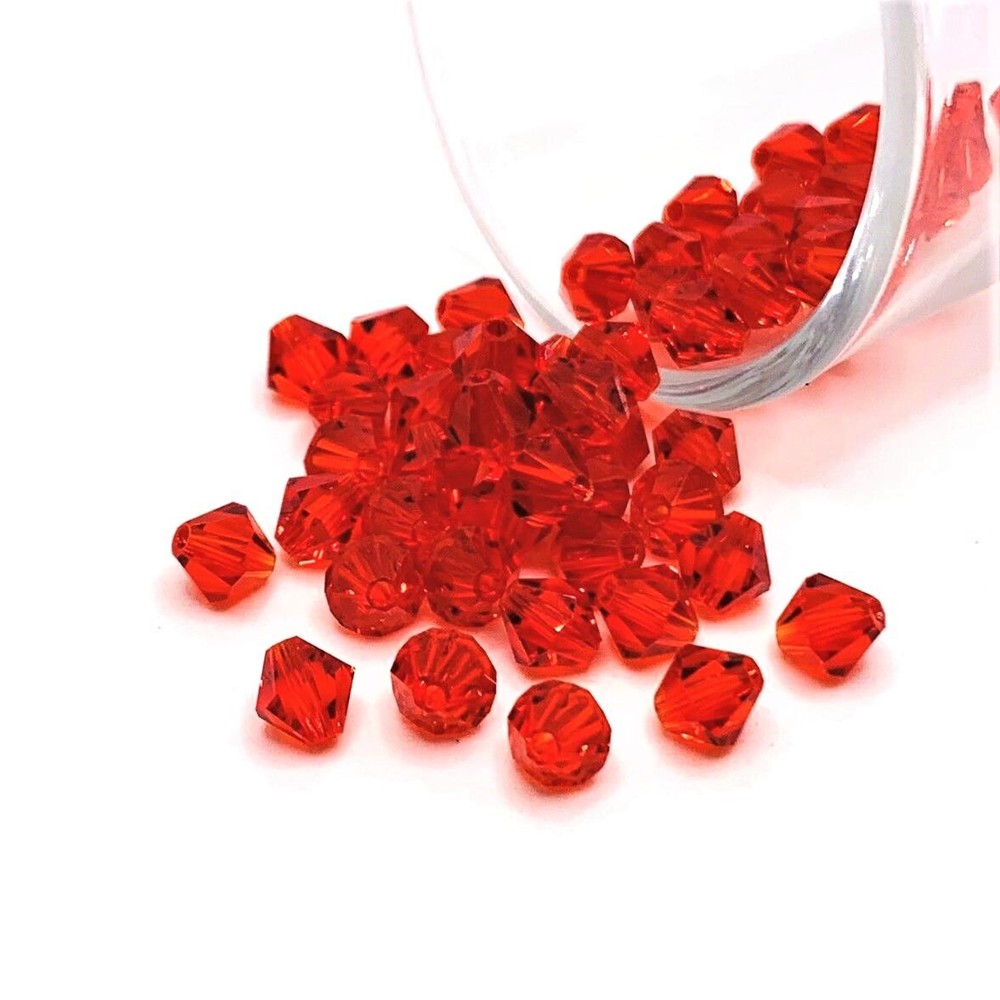 4, 20 or 50 BULK pcs 6 mm Red Bicone Bead January Birthstone-US Seller- BD948