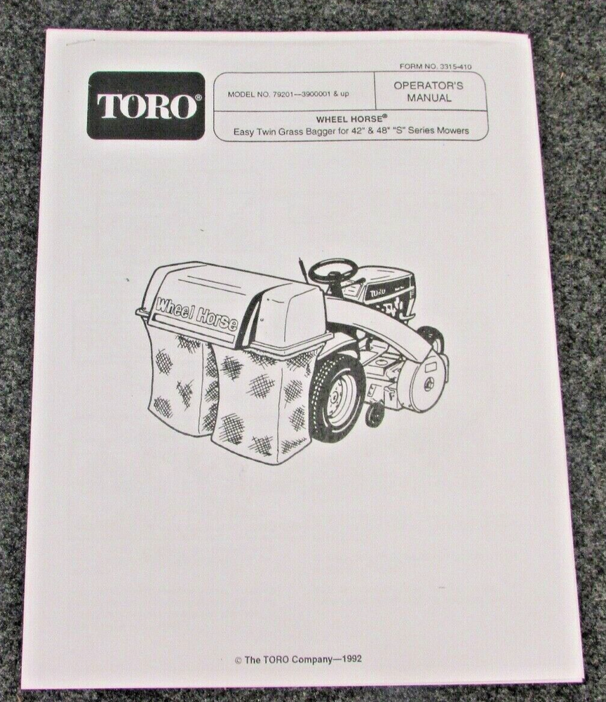 WHEEL HORSE EASY TWIN GRASS BAGGER MANUAL for S SERIES Mowers