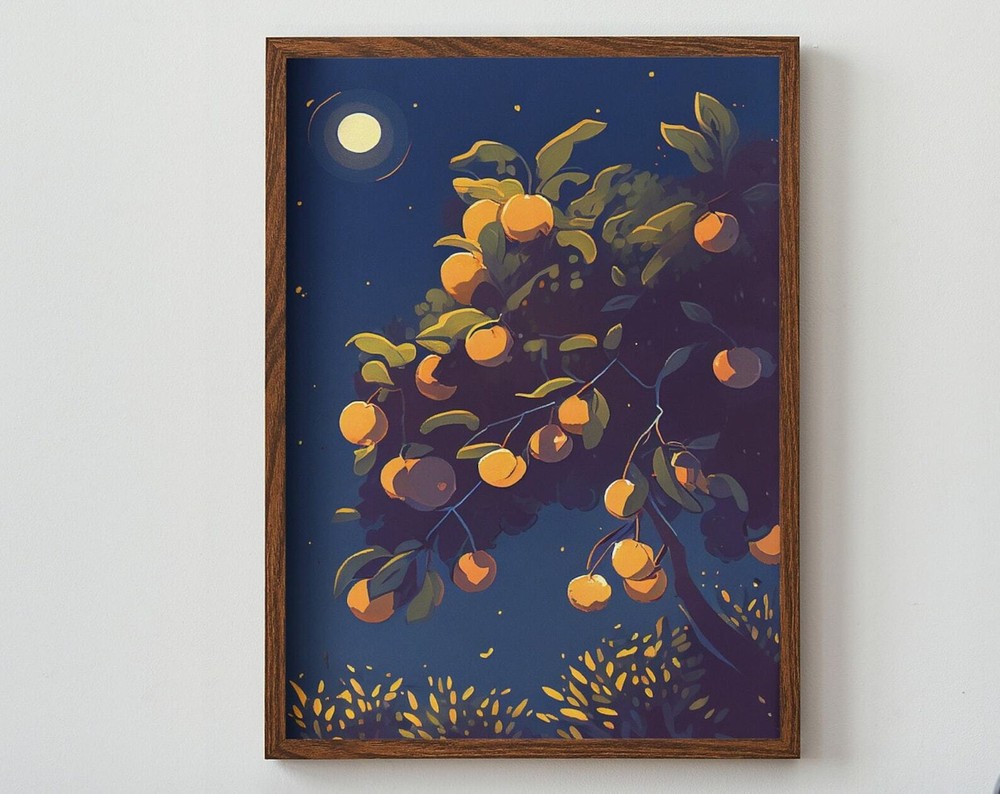 Orange Tree Painting Nature Botanic Print Artwork Print At Home Wall Art Wall