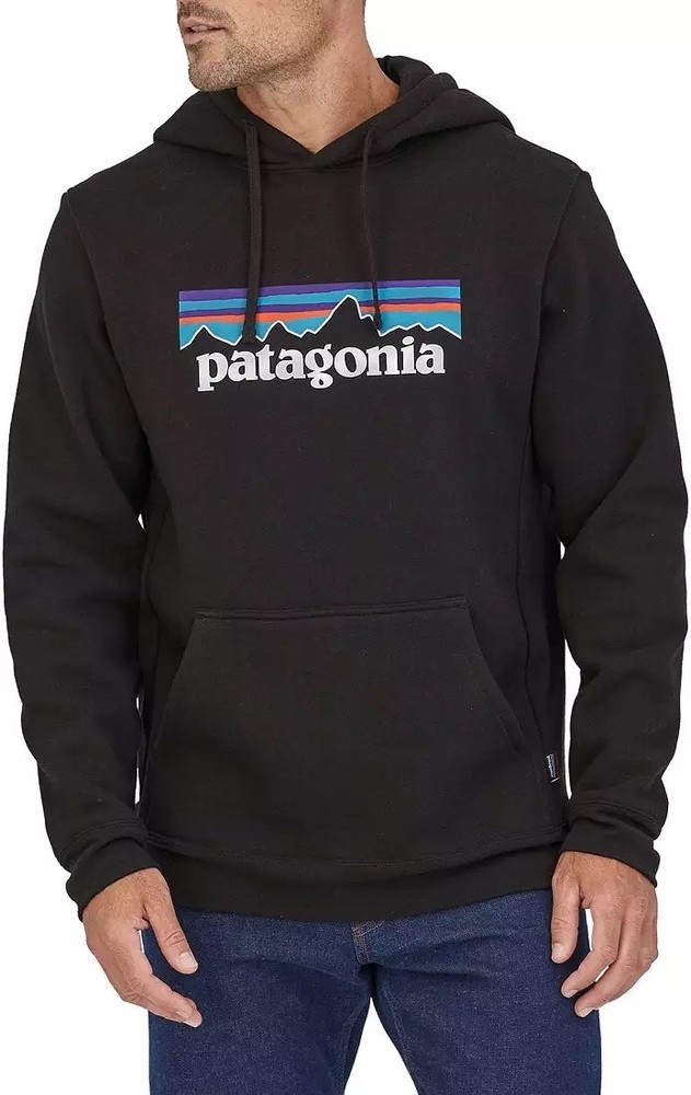 Patagonia Mens P-6 Uprisal Pullover Hoodie Size M Black White Blue Red Mountain  
