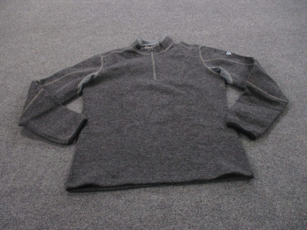 Kuhl Sweater Mens M Gray Wool Hiking Jacket Pullover Outdoors Thermo Core