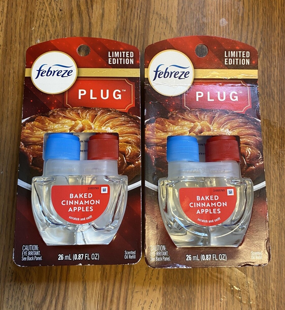 2 Packs Febreze Plugs Baked Cinnamon Apples scented refills