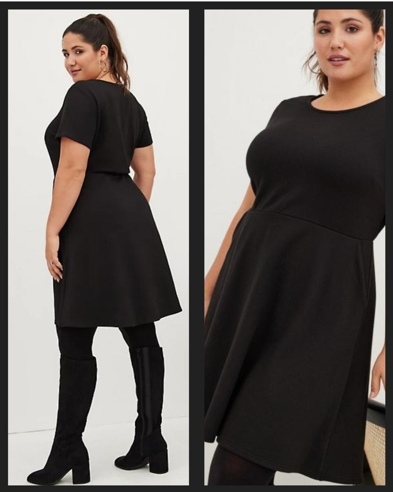 NWT TORRID 3 Short Sleeve Skater Dress  Ultra Soft Fleece Black Pockets Sz 22-24