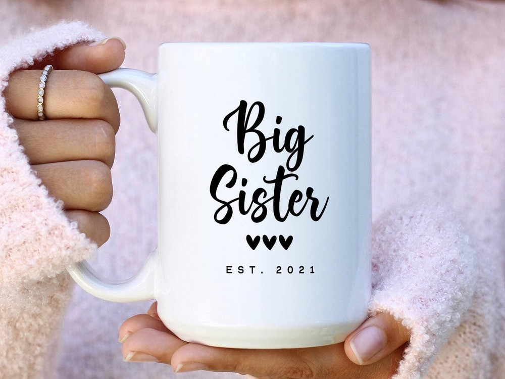 Big Sister Est Coffee Mug Pregnancy Announcement Coffee Mug Custom Gift To