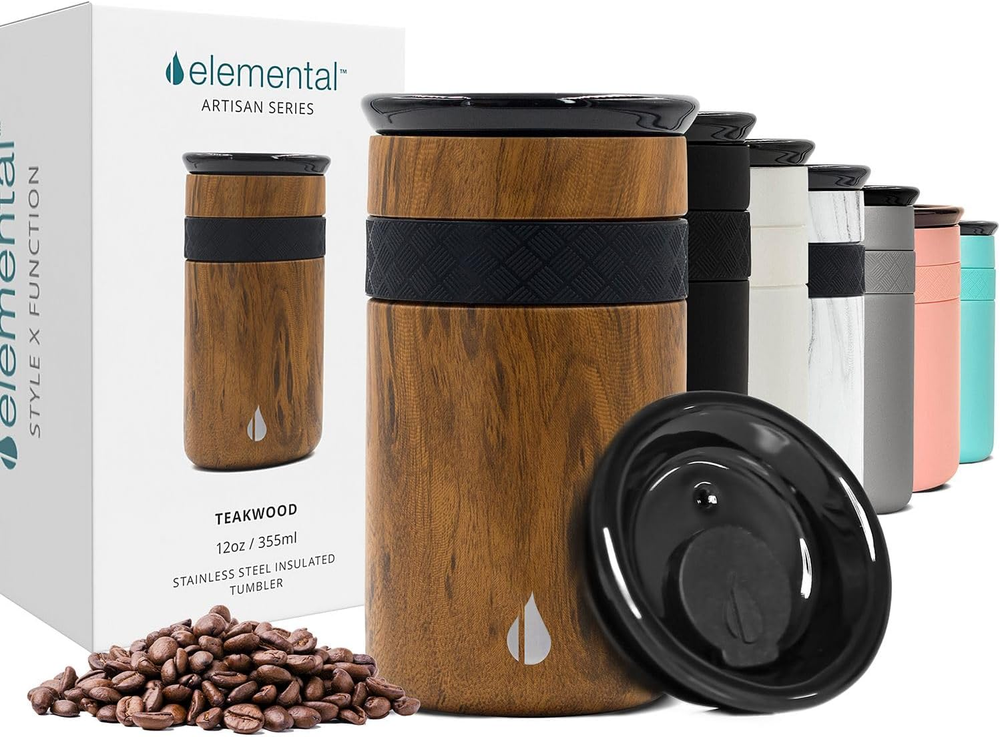 Artisan Triple Wall Insulated Coffee Travel Mug Reusable Stainless Steel Tumbler