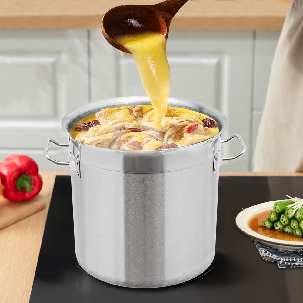 17L/ 4.49Gal Stock Pot Stainless Steel Large Kitchen Soup Big Cooking Stockpot