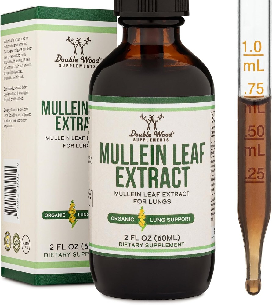 Mullein Leaf Extract Organic Lung Cleanse Drops for Lung Health Natural Herbal