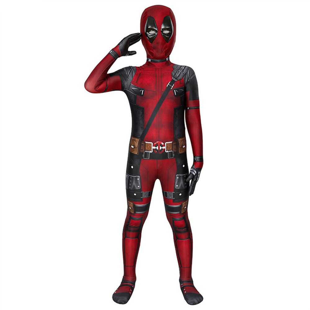 Halloween Cosplay Kids Boys Dead Pool Costume Superhero Bodysuit Outfits Gift