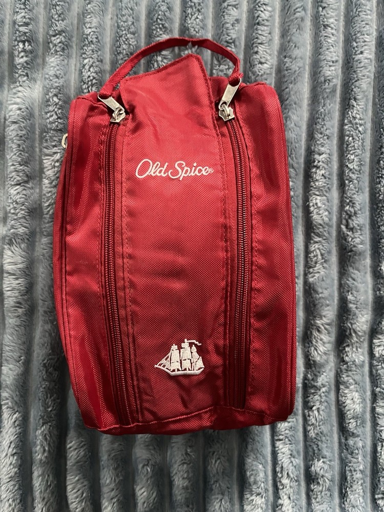 Old Spice Double Zip Toiletry Travel Bag Red