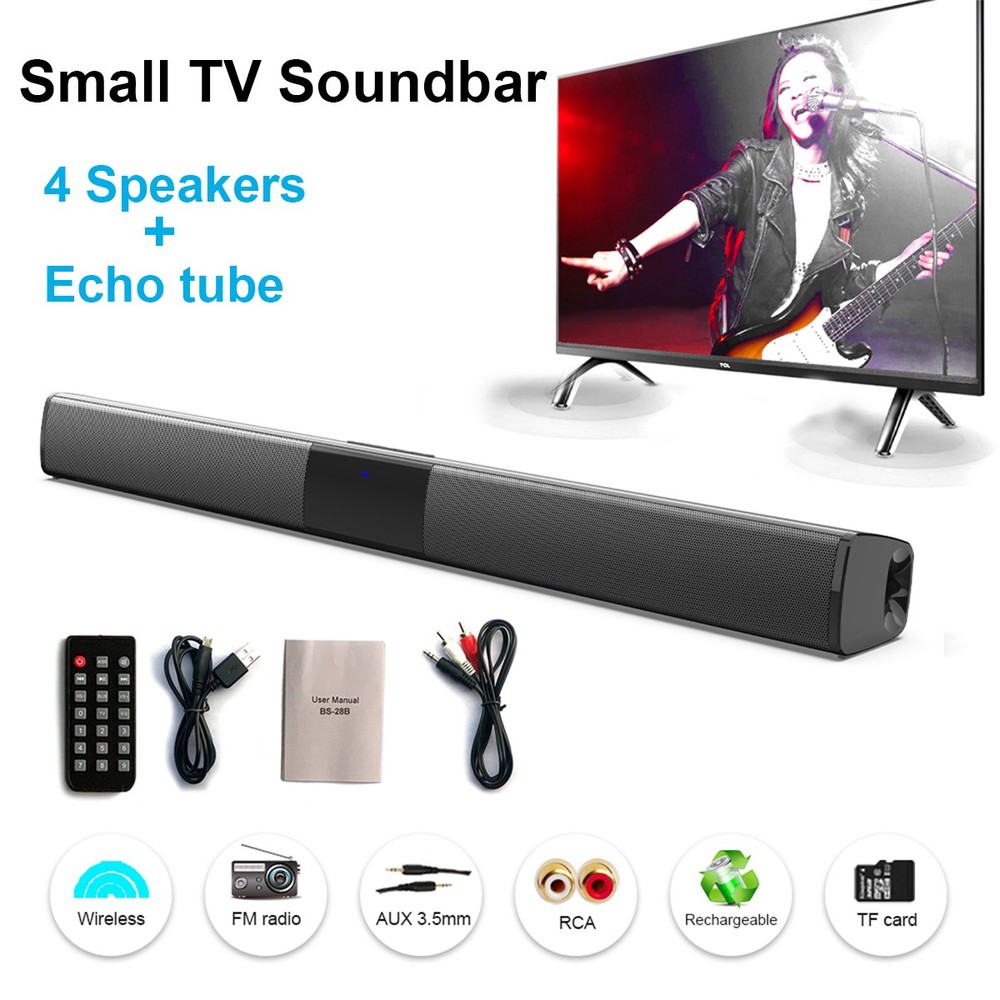 Wireless BT Soundbar with 4 Speakers Subwoofer for TV Home Theater Remote Included  