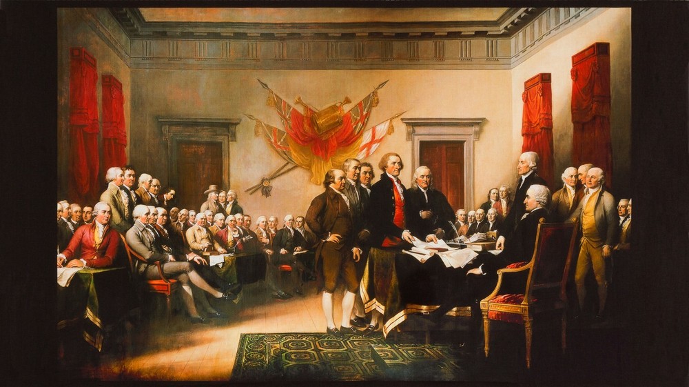 23-inch Fabric Panel featuring Robert Kaufman Patriots Declaration of Independence Historical Scene