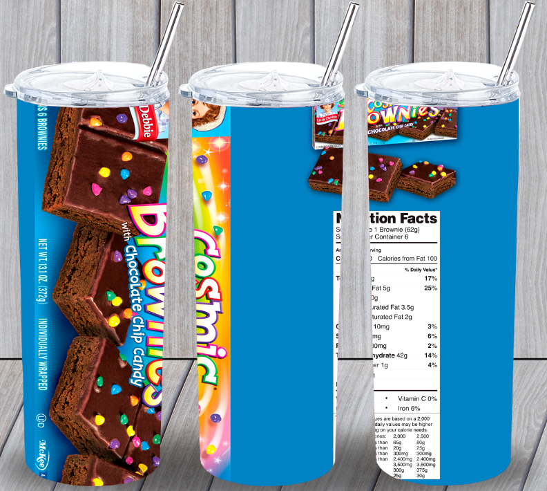Little Debbie Cosmic Brownies Multicolor 20oz Insulated Tumbler Lid Straw New