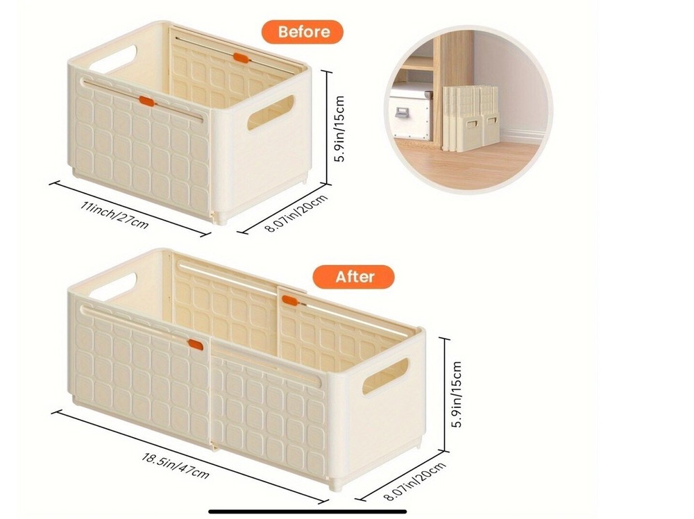 3Pcs Retractable Adjustable Expandable Storage Box, Plastic Organizer, Pull-out