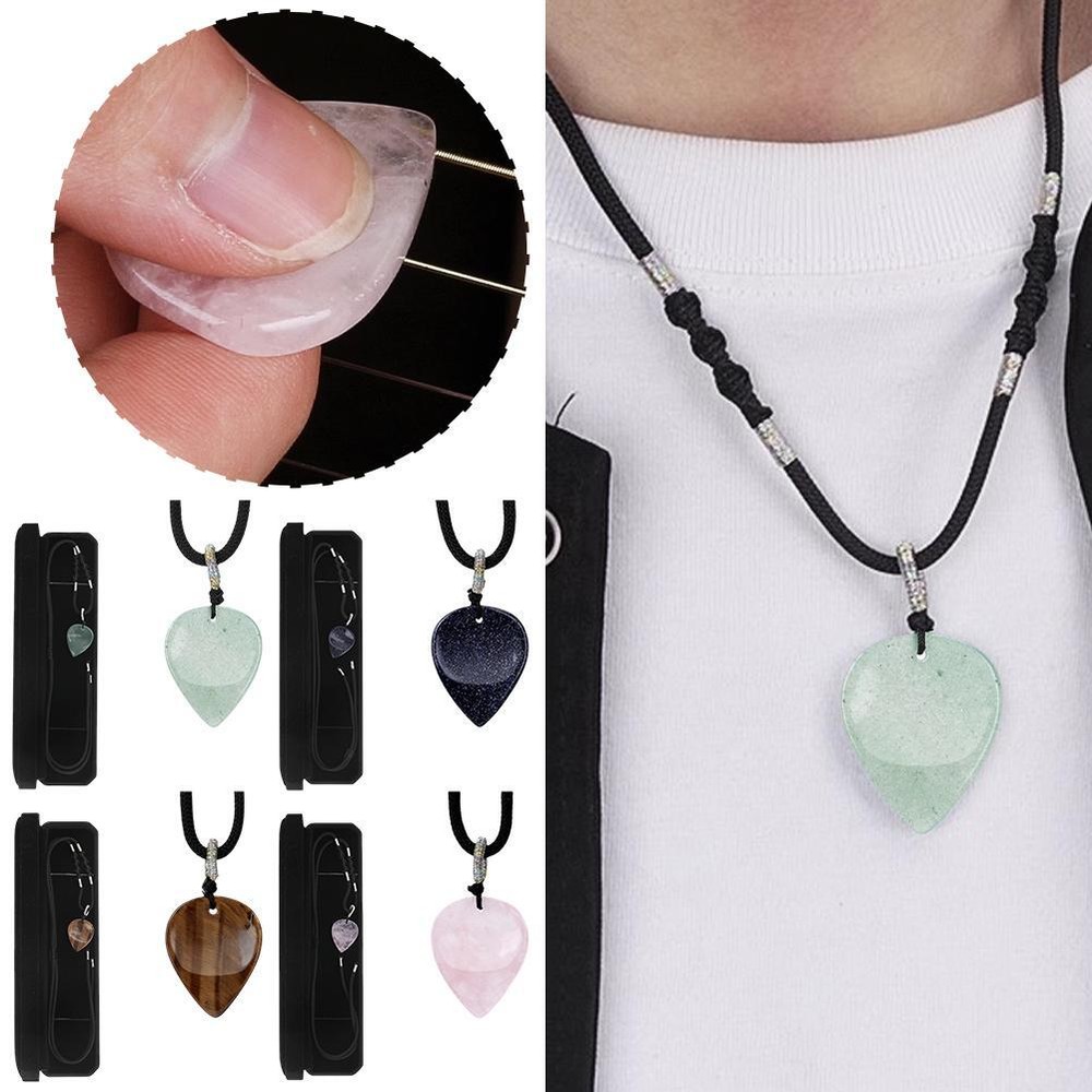 Guitar Necklace Pick Gift Pendant Natural Carved Stone Material Hot C7