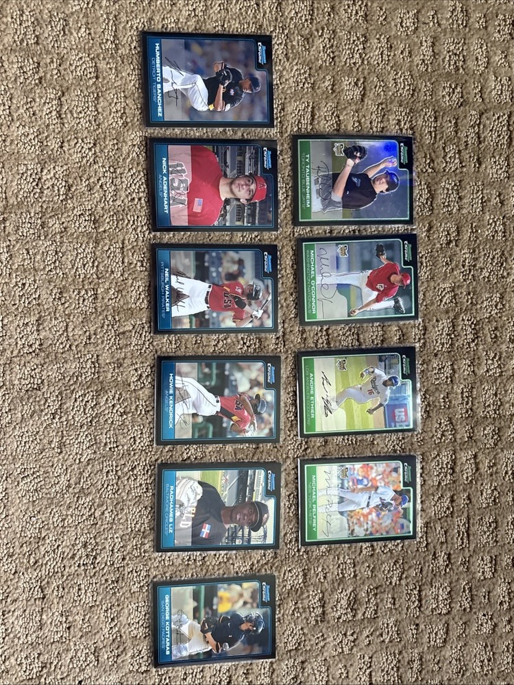 2006 Topps Bowman 10-Card Lot with 4 Rookies & 6 Veterans Facsimile Autos