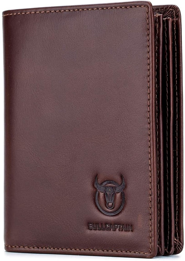 BULLCAPTAIN Genuine Leather Mens Wallet RFID Bifold Large Capacity Card Holder