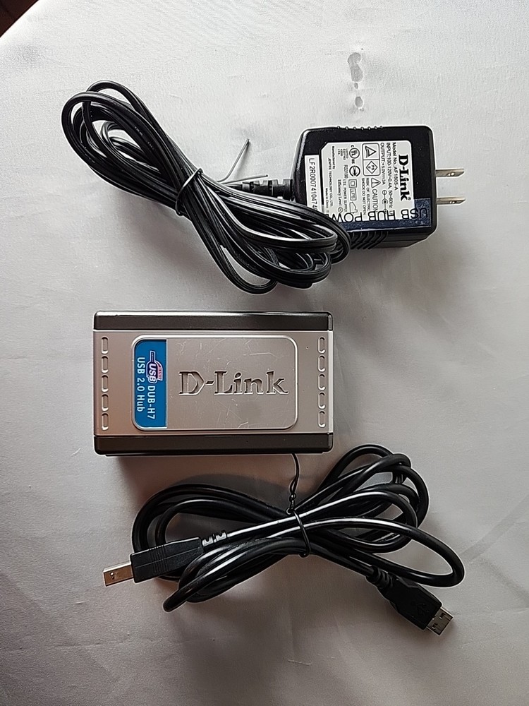 Genuine D-LINK USB 2.0 7 Port Expansion Hub Splitter + AC Adapter Model: DUB-H7