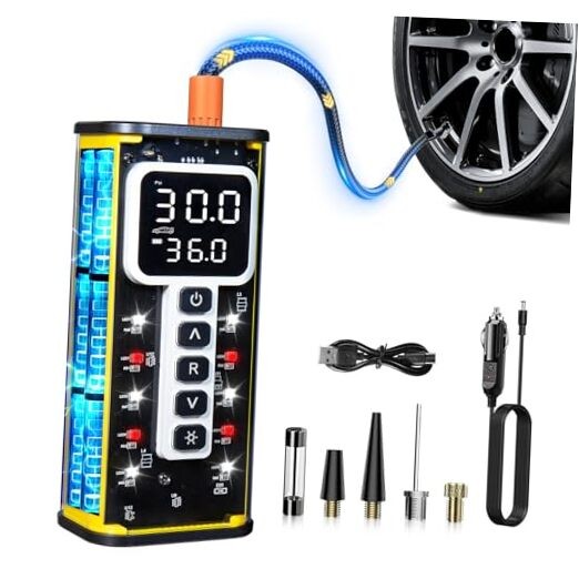 Tire Inflator Portable Air Compressor, 150PSI Air Pump for Car Yellow(40l/Min)