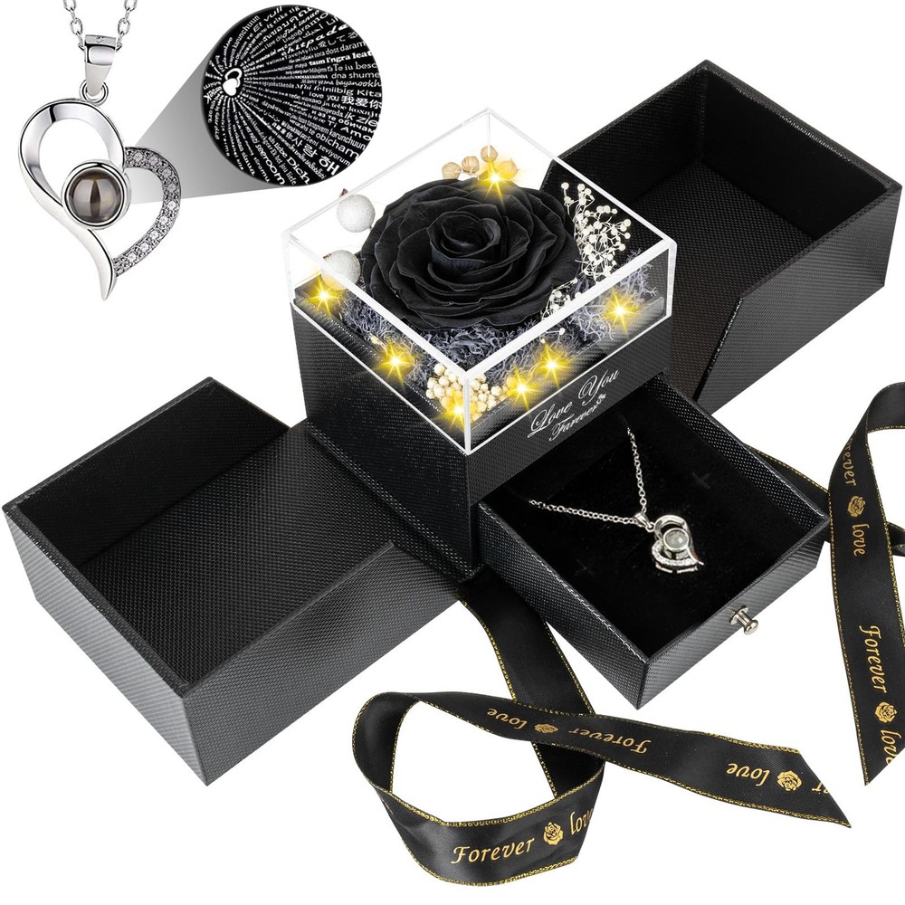 Preserved Black Real Rose Eternal Flower Gift for Mom Grandma Wife