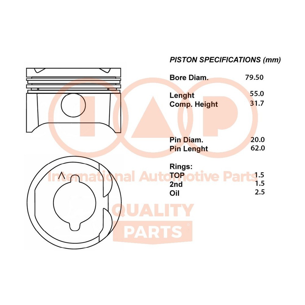 Complete Piston Series 100-29060 IAP QUALITY PARTS for Renault-Standard