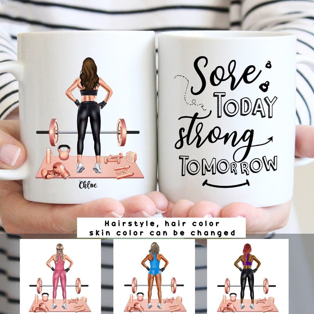 Sore Today Strong Tomorrow Personalized Mug Motivational Fitness Exercise Mug