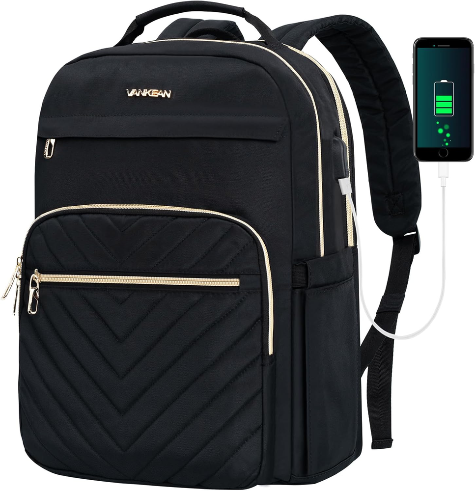 17.3 Inch Waterproof Laptop Backpack with USB Charging Port for Work & Travel