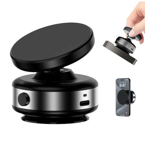 360° Rotatable Magnetic Car Phone Holder with Electric Vacuum Suction Mount